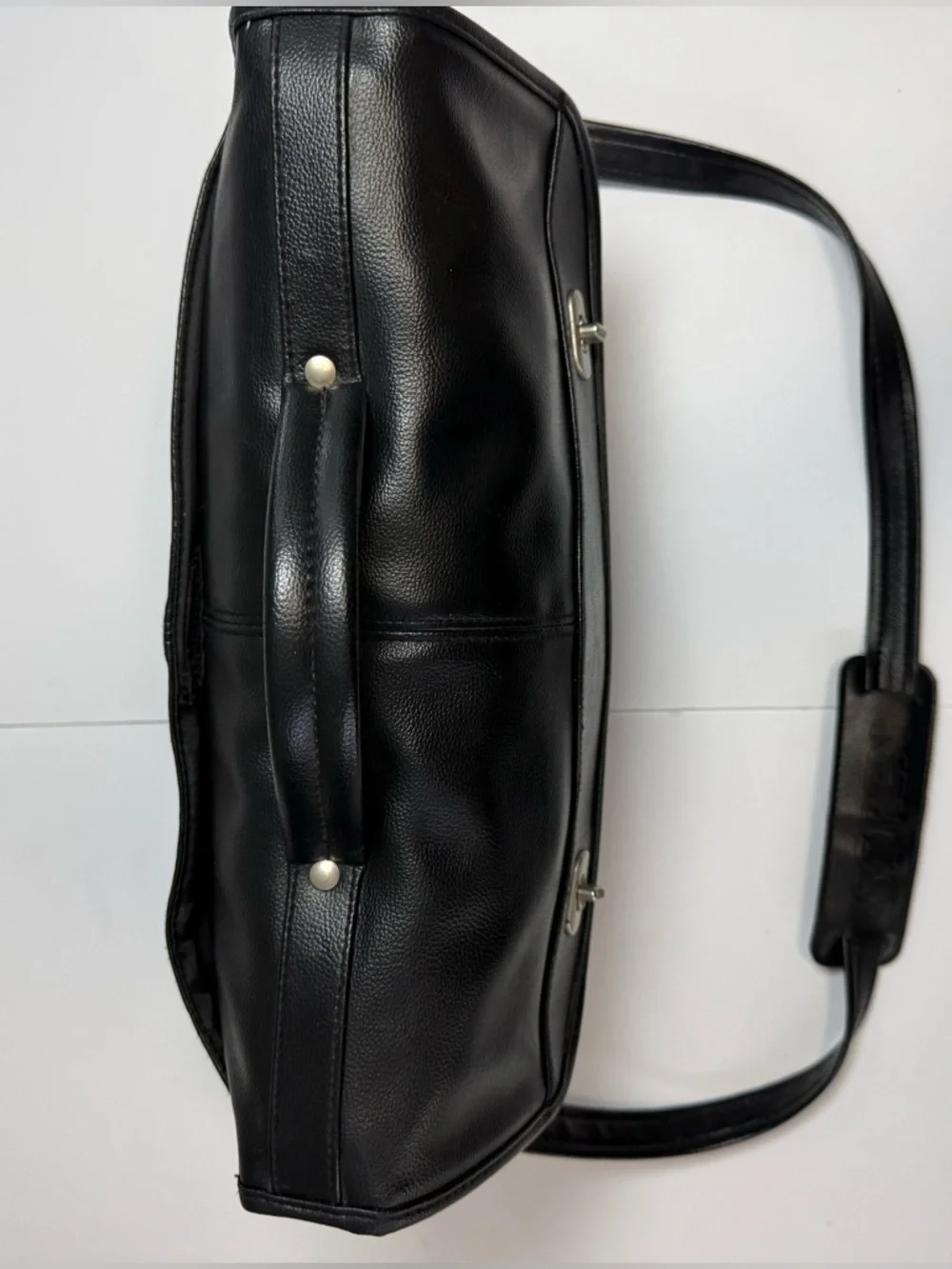 SOREN Black Leather Messenger Bag Briefcase Laptop Crossbody Work Bag EUC